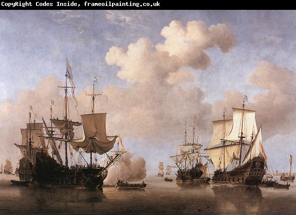 VELDE, Willem van de, the Younger Calm: Dutch Ships Coming to Anchor  wt